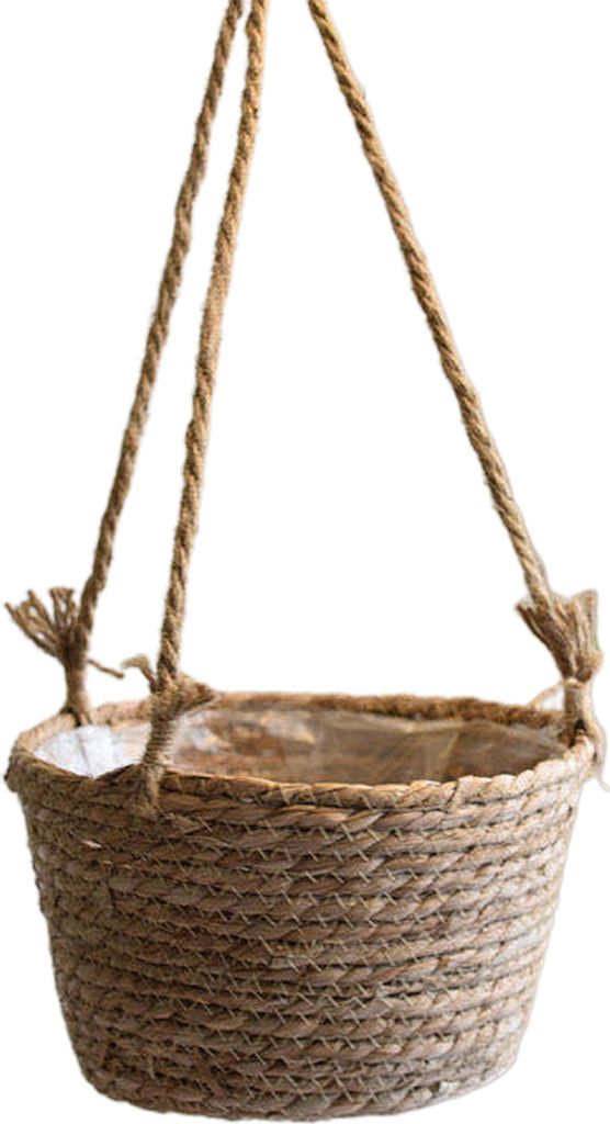 Handgewebter gestrickter hängender Blumenkorb Eimer Pflanzentopf Pflanzer, Primärfarbe