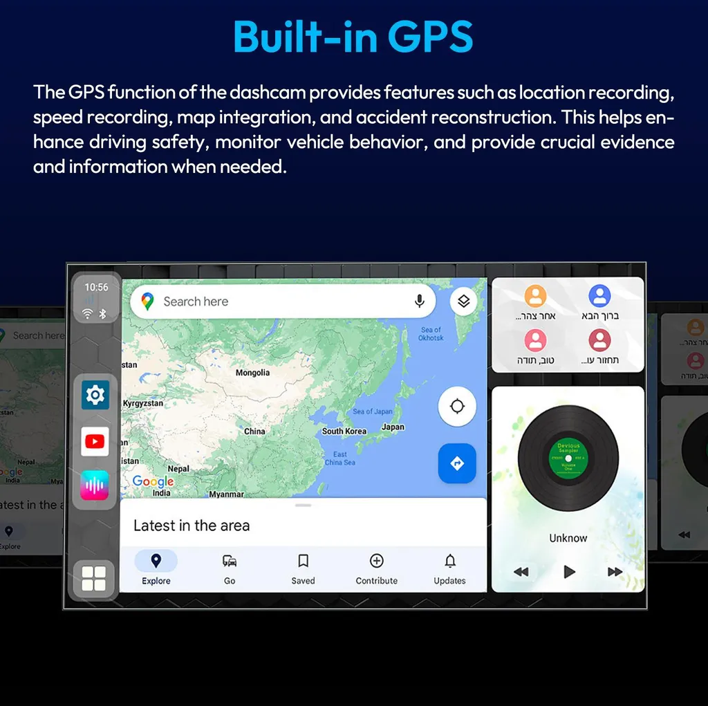 Caméra embarquée avec CarPlay sans fil et Android Auto - Écran Tactile - 5