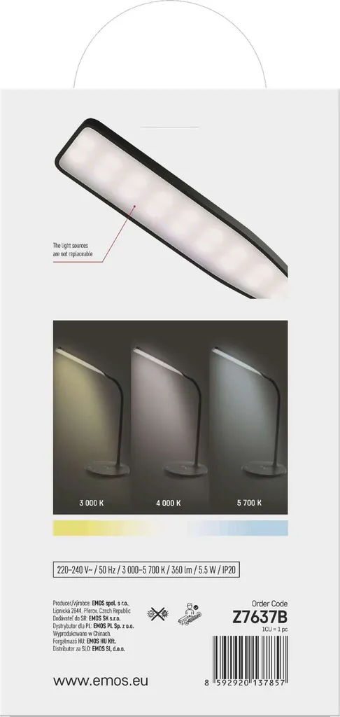 Lampada LED EMOS OSCAR 5.5W Nera | Ricarica Wireless e CRI 90+ | EMOS Z7637B - 13