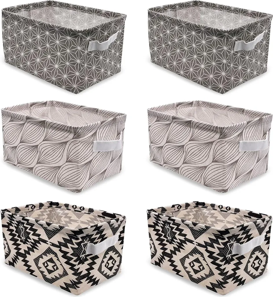 Panier de rangement pour jouets et cosmétiques en lin gris pliable L