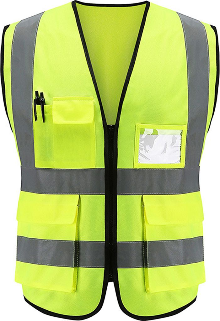 hohe Sichtbarkeit Warp Strickstoff Multi-Tockets Sicherheitsweste reflektierende Kleidung-Gelb