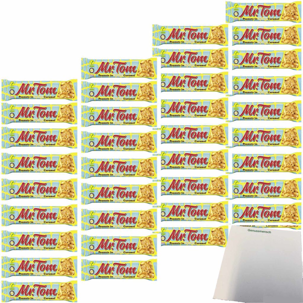A collection of Mr. Tom candy bars arranged in a grid.