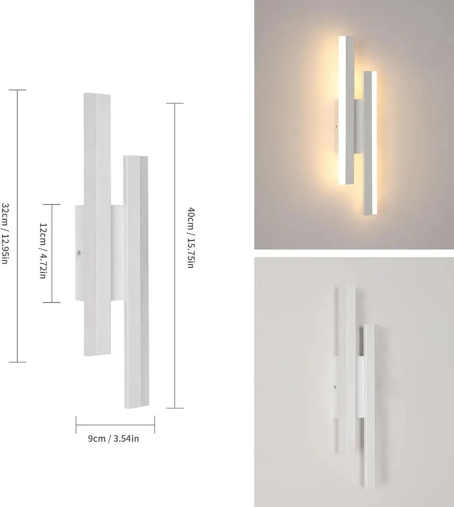Lampe murale LED design long en aluminium avec 3 modes d'éclairage - 12