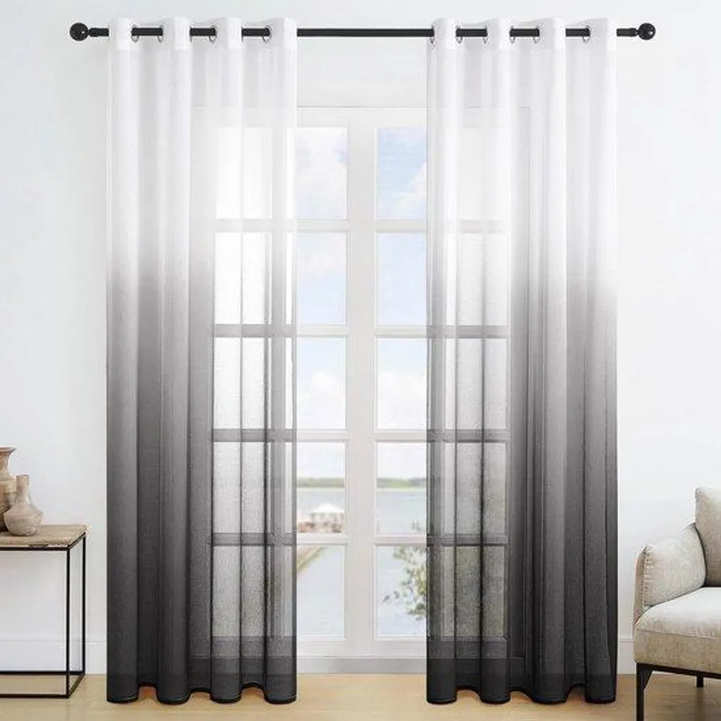 Rideaux multicolores à effet dégradé - Tissu soyeux et résistant 2 pièces