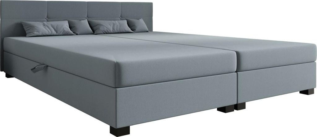 AURA SOFA Boxspringbett SILO DOUBLE 140x195 Komplett-Set mit Bonell Matratze, Polsterbett mit Bettkästen - Türkis, SAWANA 72