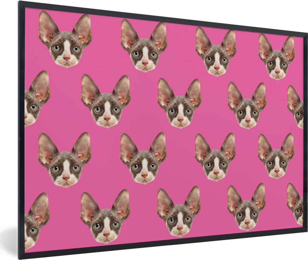 MuchoWow MuchoWow Gerahmtes Poster Haustier - Rosa - Muster 30x20 cm - Poster mit zchwarzem Bilderrahmen - Kunstdruck - Bild-Poster