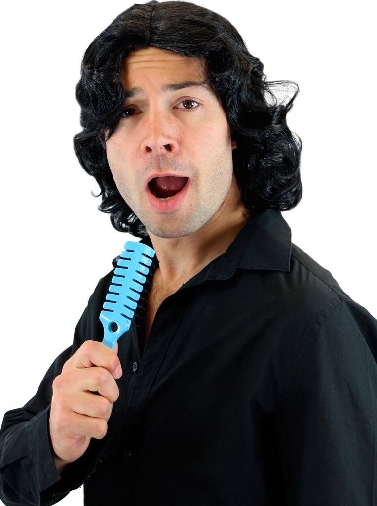 WIG ME UP Herrenperücke lang Schwarz Schlagersänger  Produktbild 