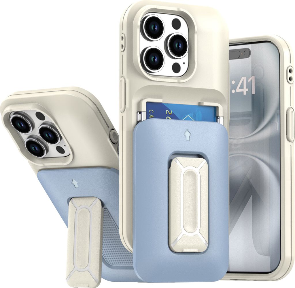 Kartenhalter Handyhülle für iPhone 15 Pro, Weiches TPU Brieftasche, Heavy Duty Ständer Hülle Blau