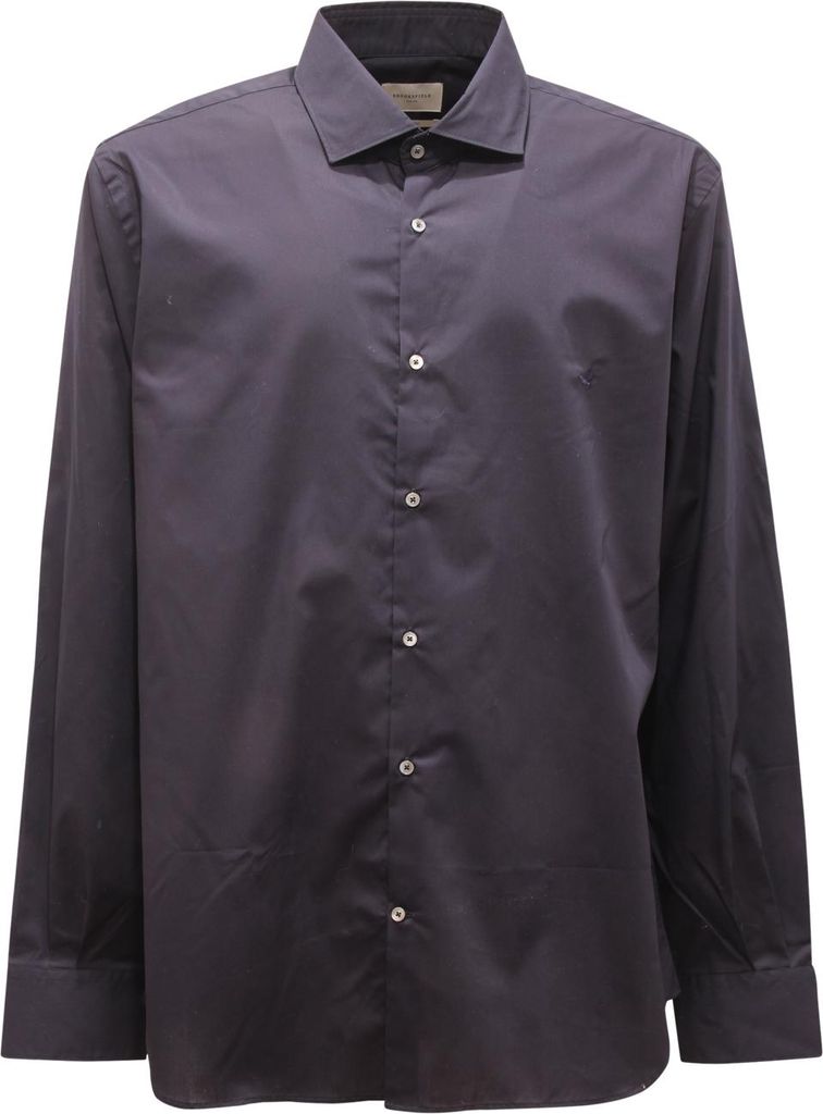 6987Au Camicia Uomo Brooksfield Man Shirt Slim Blue