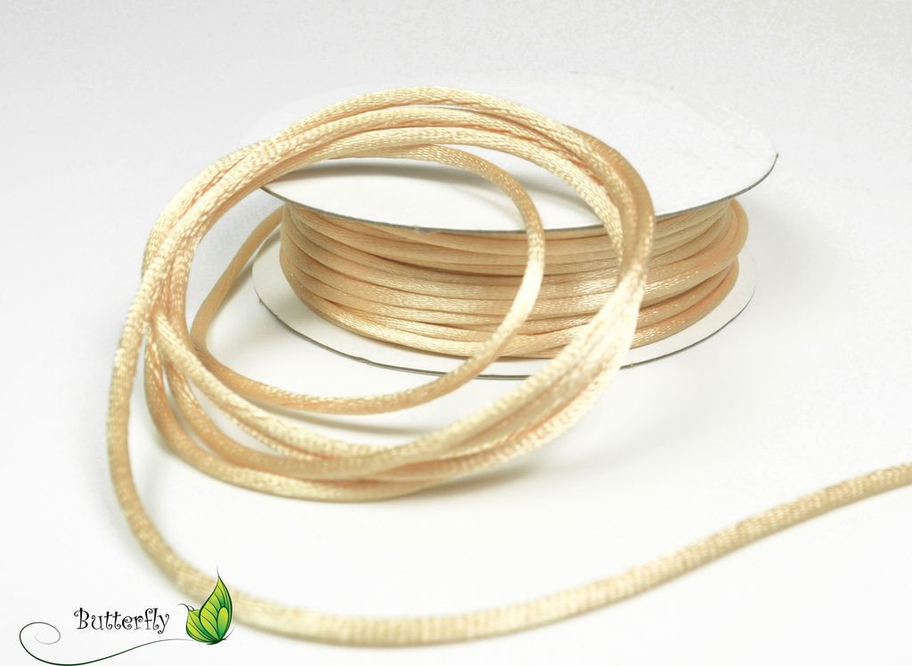 10m Rolle Flechtkordel Satin 2mm, Farbe:hell beige 826H