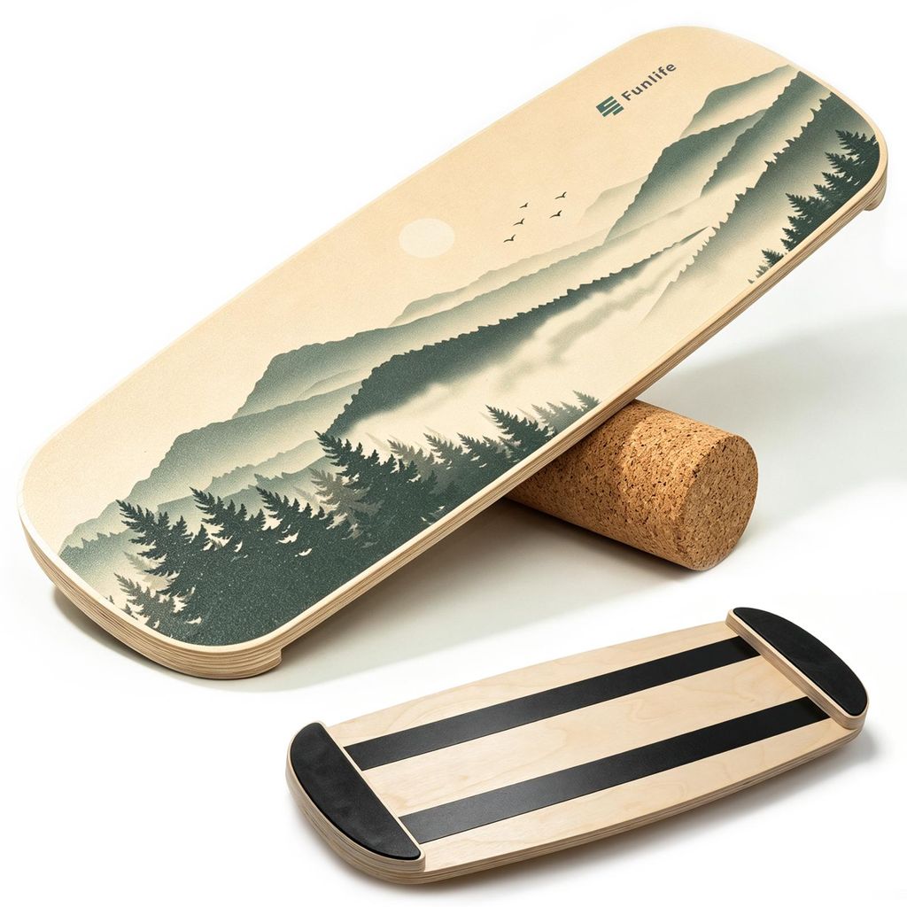 FunLife Balance Board met kurken roller – Balansbord van Productafbeelding 