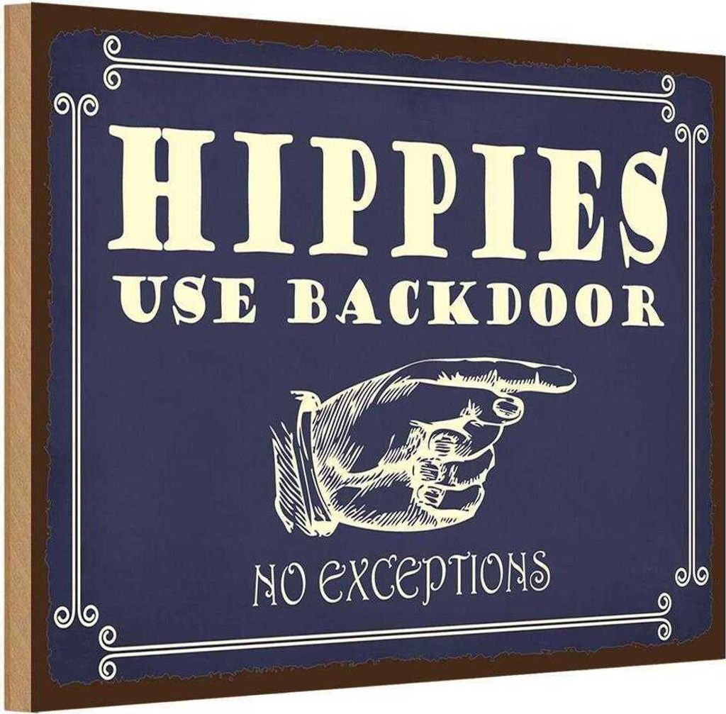 vianmo Holzschild 12x18 cm Hippies use backdoor Dekoration
