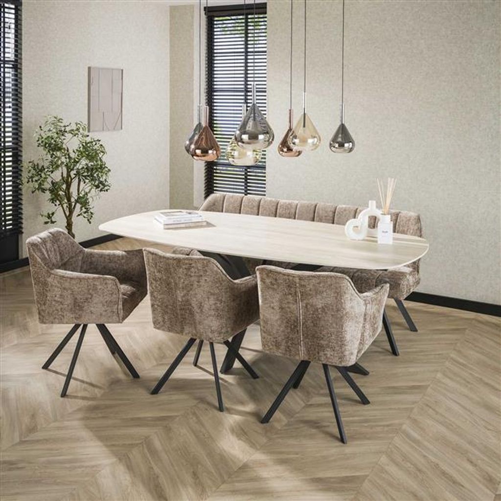 Hoyz Collection - Esstisch 215 Danish Oval Romano - Travertin 3D Keramik