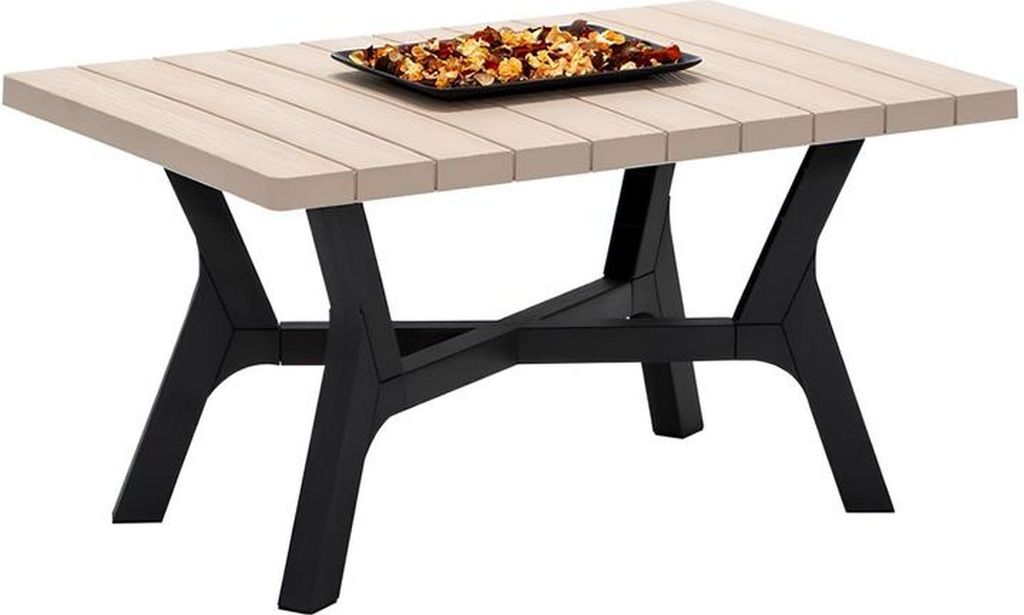 Braune Garten Garnitur Robuste Holzbank Designer Loungetisch -3tlg.