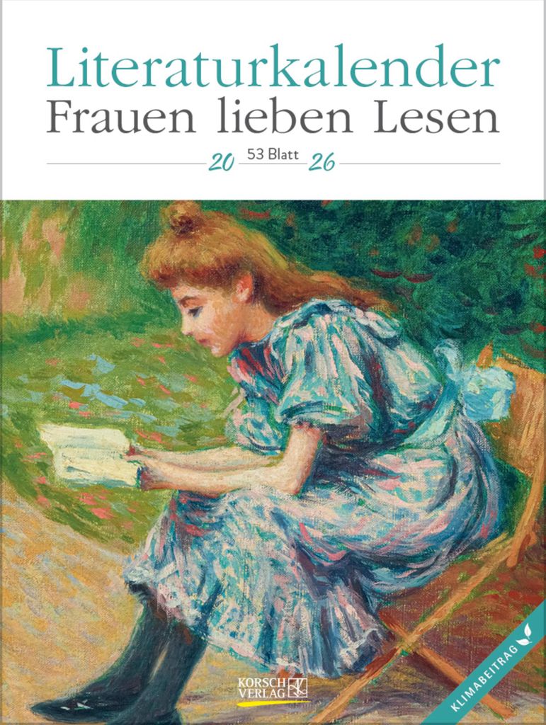 A painting of a young woman reading a book outdoors.