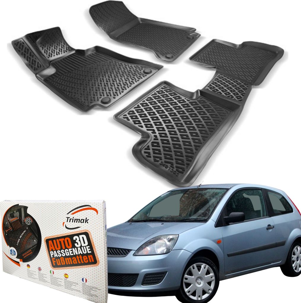 Trimak Autofußmatten kompatibel mit FORD Fiesta '02 (2002-2008) Auto Allwetter Gummimatten