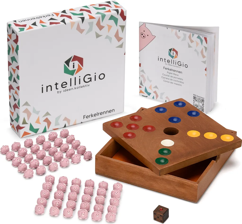 Jeu de Société de Course de Cochons en Bois Jeu de Dés pour Famille