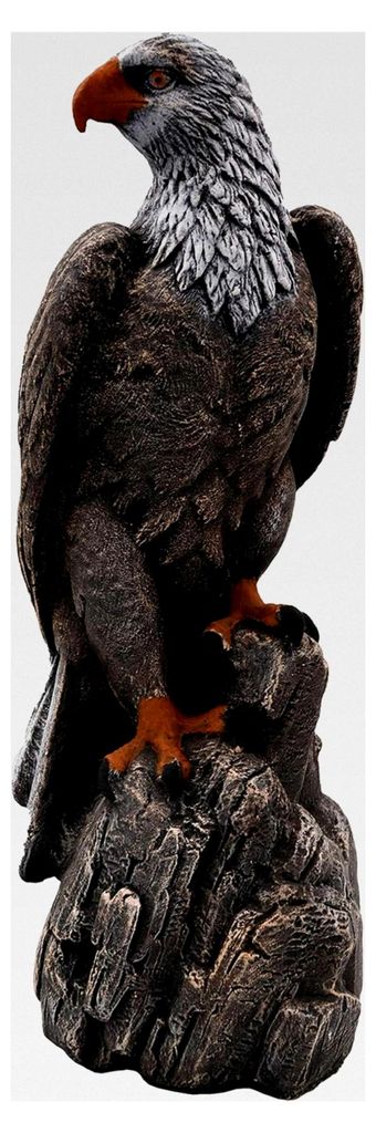 Adler Steinfigur, H. 50 cm, 14 kg, frostsicher aus Steinguss für den Außenbereich (Mehrfarbig)