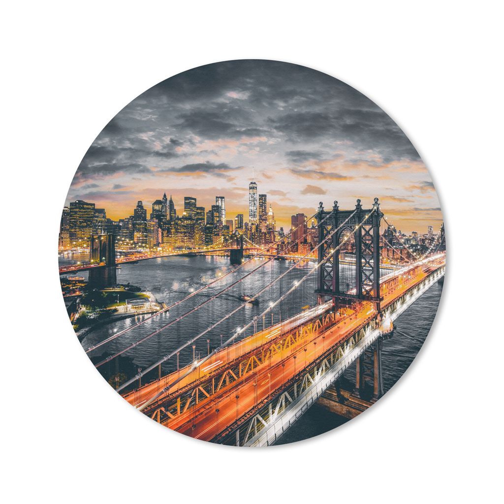 MuchoWow Mauspad Mousepad New York - Orange - Brücke 40x40 cm - Mousepads - Maus Mat - Pad - Mausunterlage - Schreibtisch Accessoires