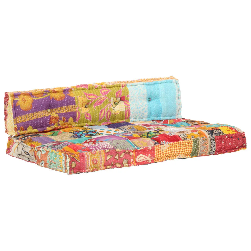 Coussin palette multicolore en coton patchwork avec rembourrage épais - 10