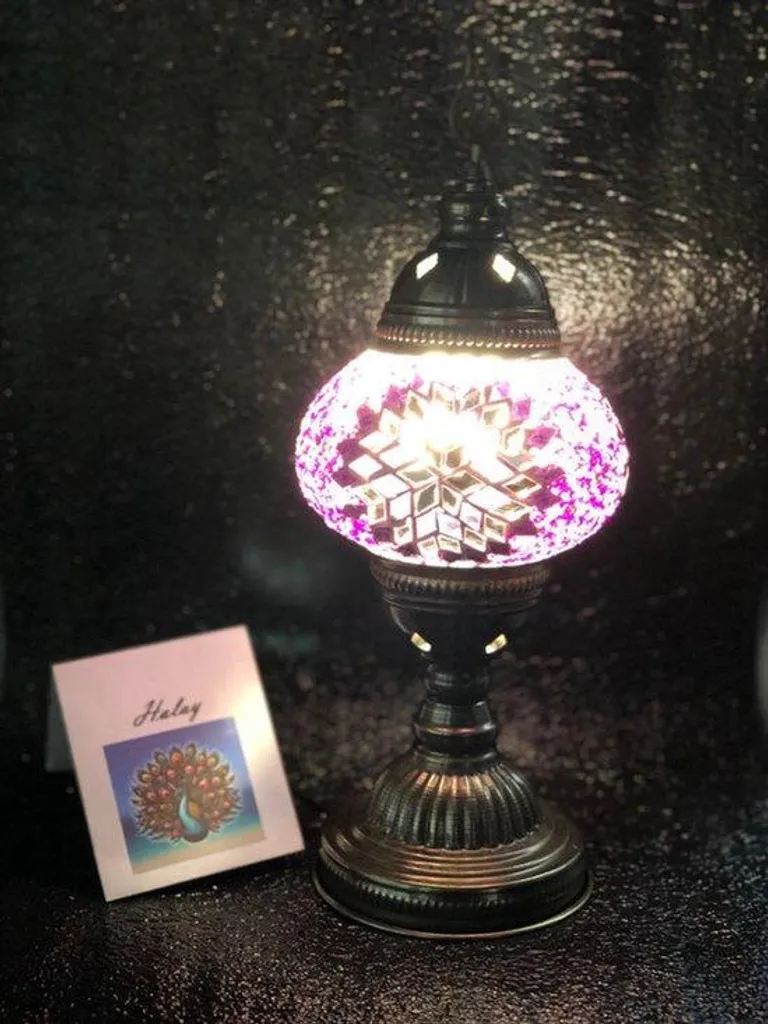 Lampe d'ambiance turque violette - Éclairage tamisé pour salon et zen