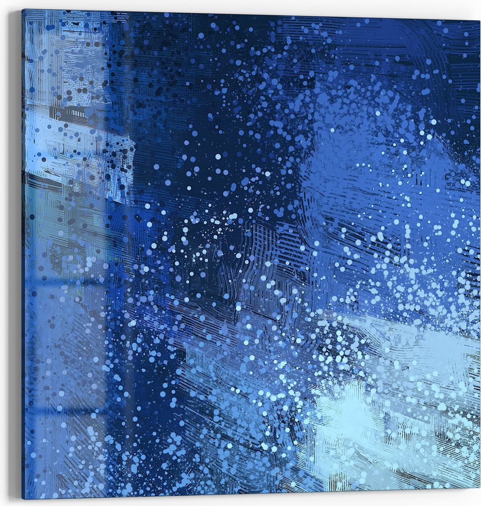 DEQORI Glasbild Echtglas 50x50 cm 'Blaue Impression' Wandbild Bild modern Deko