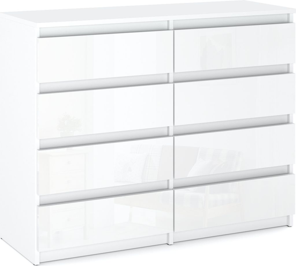 MRBLS_HOME Kommode mit 8 Schubladen 120x33,5x92,5  (Weiß Produktbild 