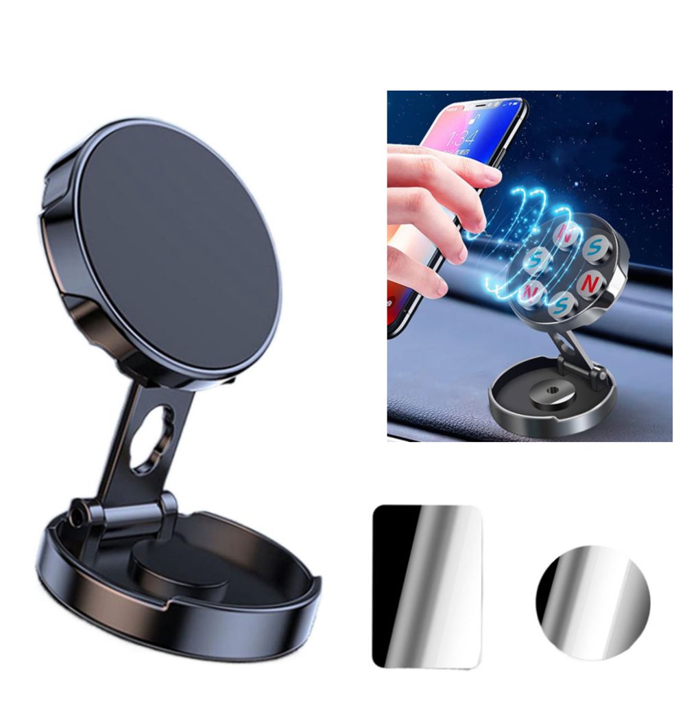 INF Magnetischer Handyhalter für das Auto 360 Grad drehbar Handyhalter,  silber