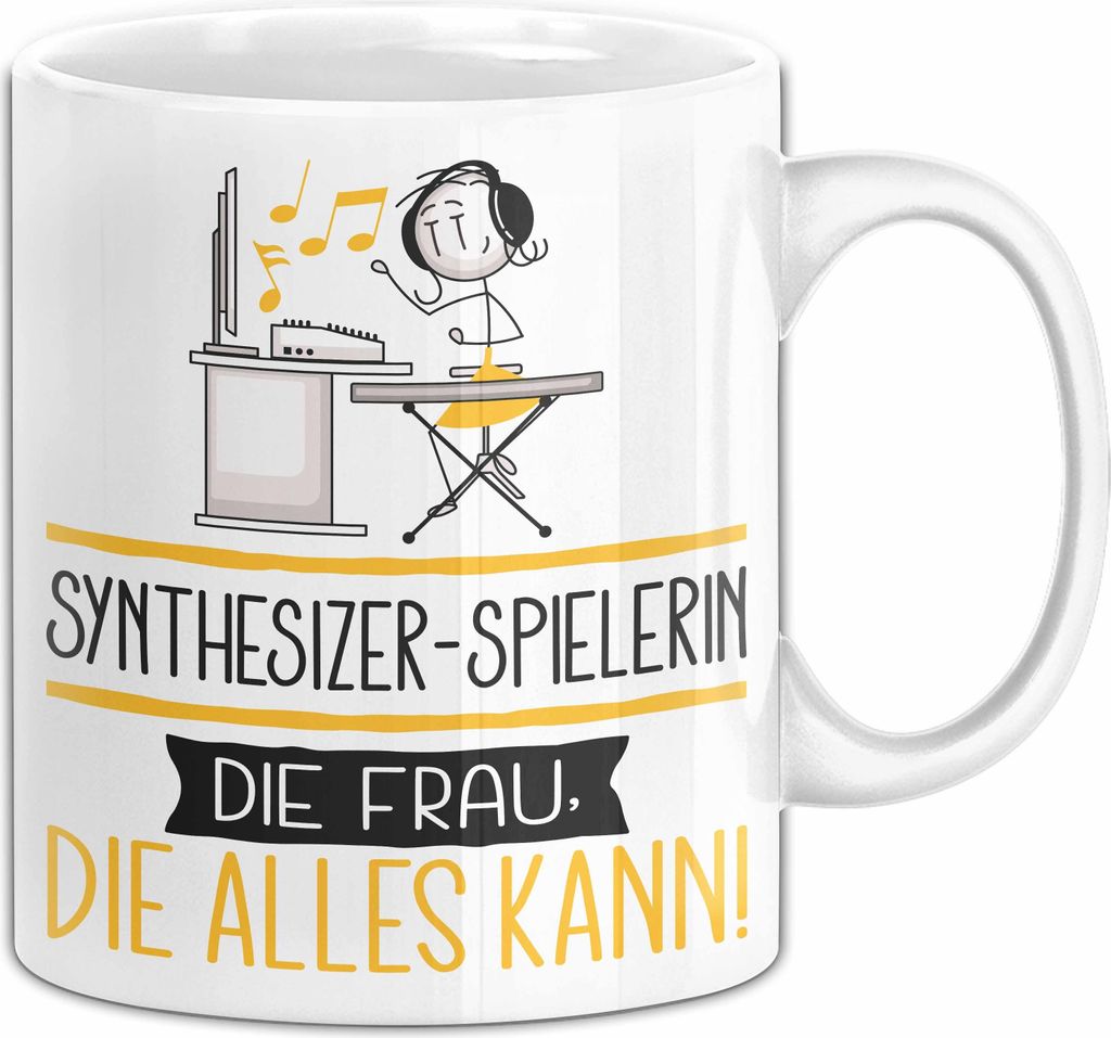 Synthesizer-Spielerin Geschenk Tasse Becher Die Frau Die Allen Kann Geschenkidee für eine Synthesizer-Spielerin Lustig (Weiß)