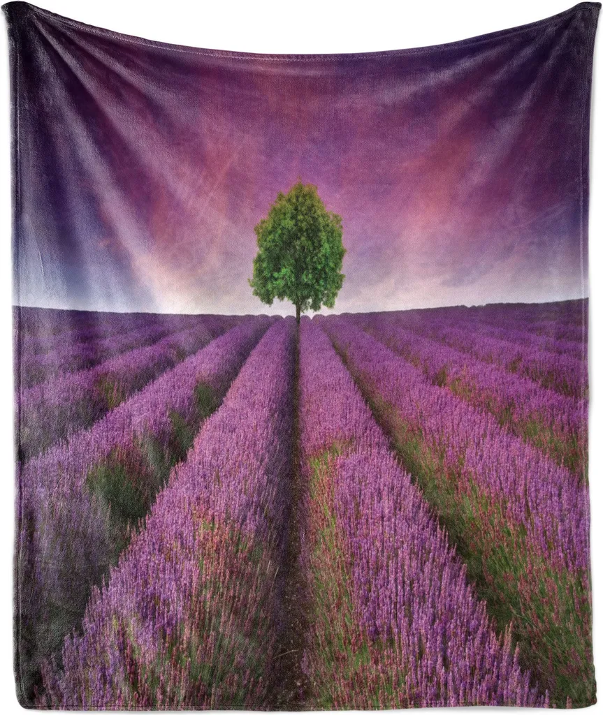 Coperta Panoramica Lavanda ABAKUHAUS | Pile Morbido Viola e Verde