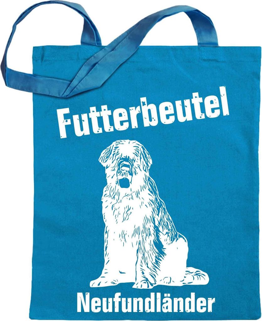 Kiwistar Futterbeutel - Neufundländer - Einkaufsbeutel mit Motiv Hund - Jutebeutel bedruckt - Tragetasche Stoffbeutel Umhängetasche Langer Henkel...