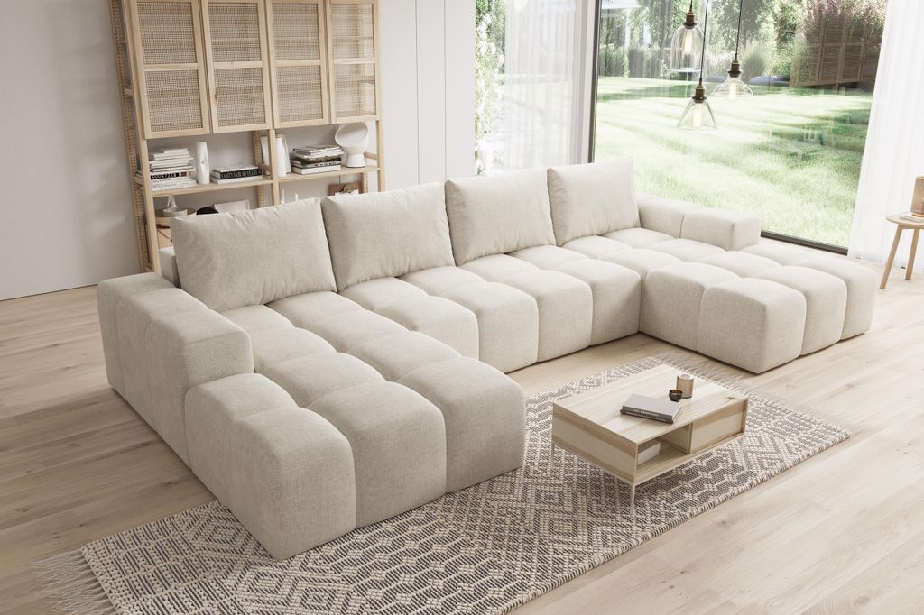 Moebelfest Sienna Ecksofa U-Form Couch Creme Webstoff Produktbild 