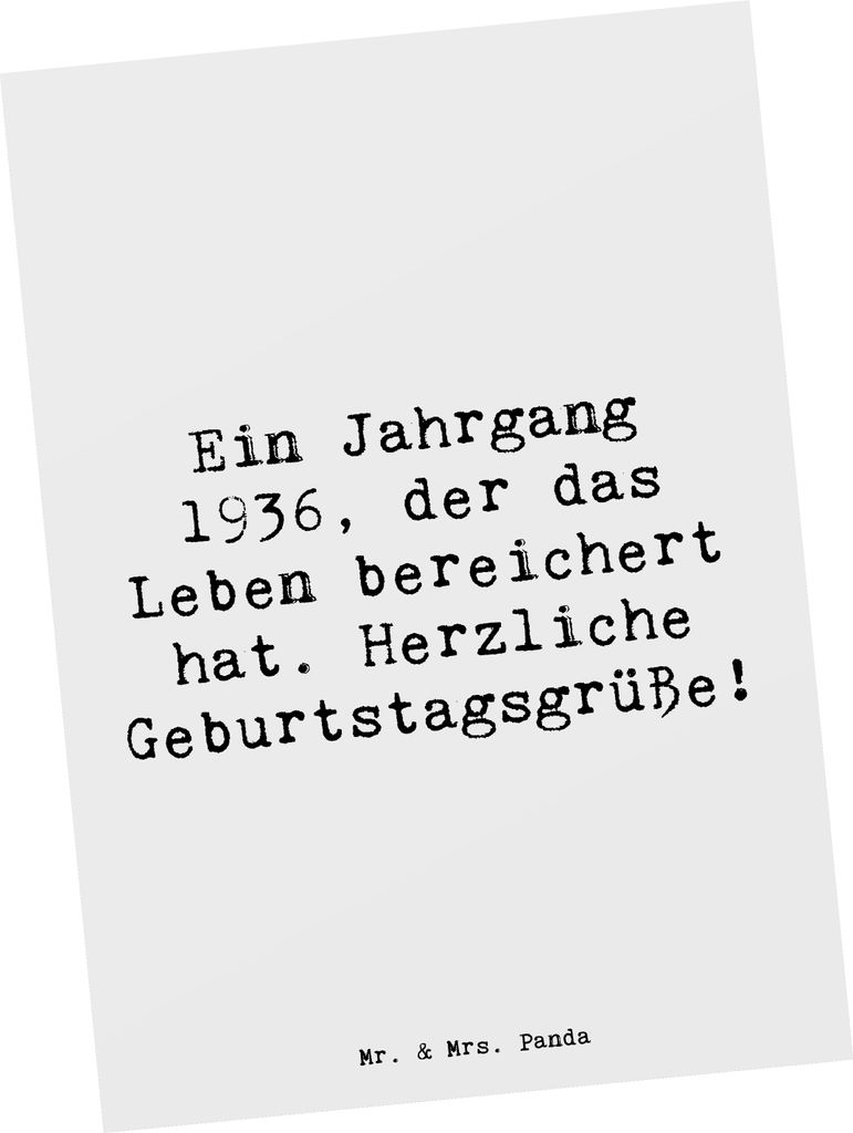 Mr. & Mrs. Panda Postkarte Spruch 1936 Geburtstag - Weiß - Geschenk, Fotokarte, Erinnerungen, Feier, Postkarten, Geburtstagsgeschenk, Weisheit und...