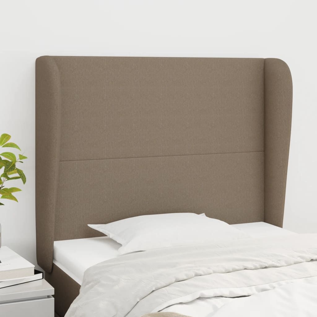 The Living Store Kopfteil mit Ohren Taupe 93x23x118/128 cm Stoff