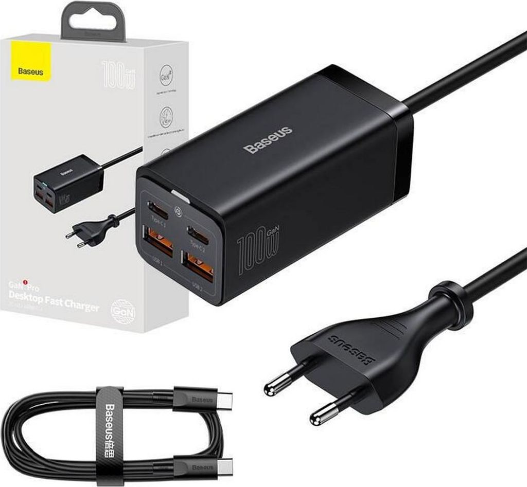 Desktop Charger Baseus GaN3 Pro, 100W, 5A, 2 x USB-A - 2 x Produktbild 