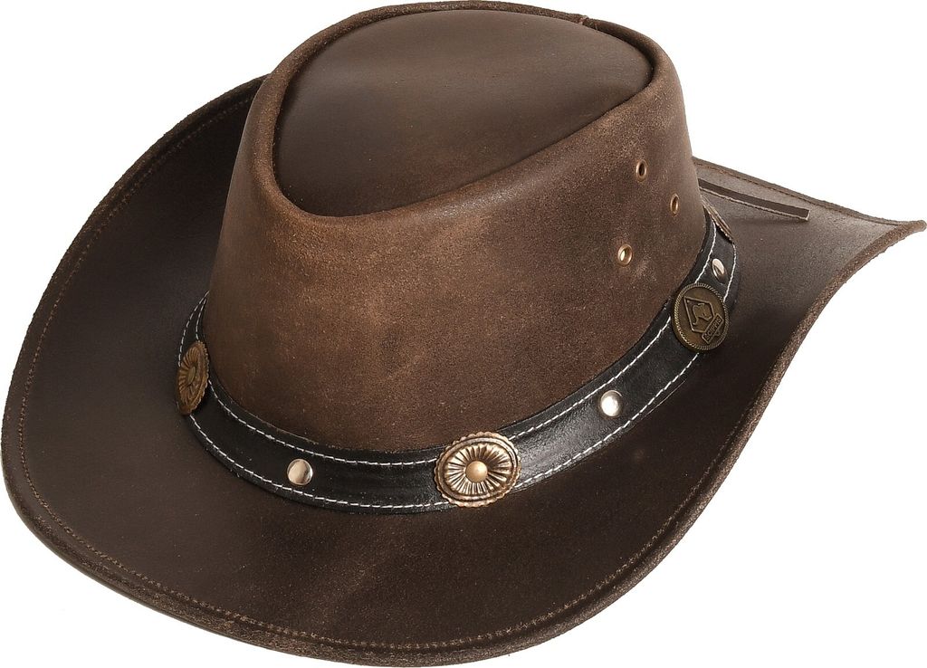 Rugged Earth Leder Westernhut Cowboyhut "Reno" Brown Braun Immagine del prodotto 