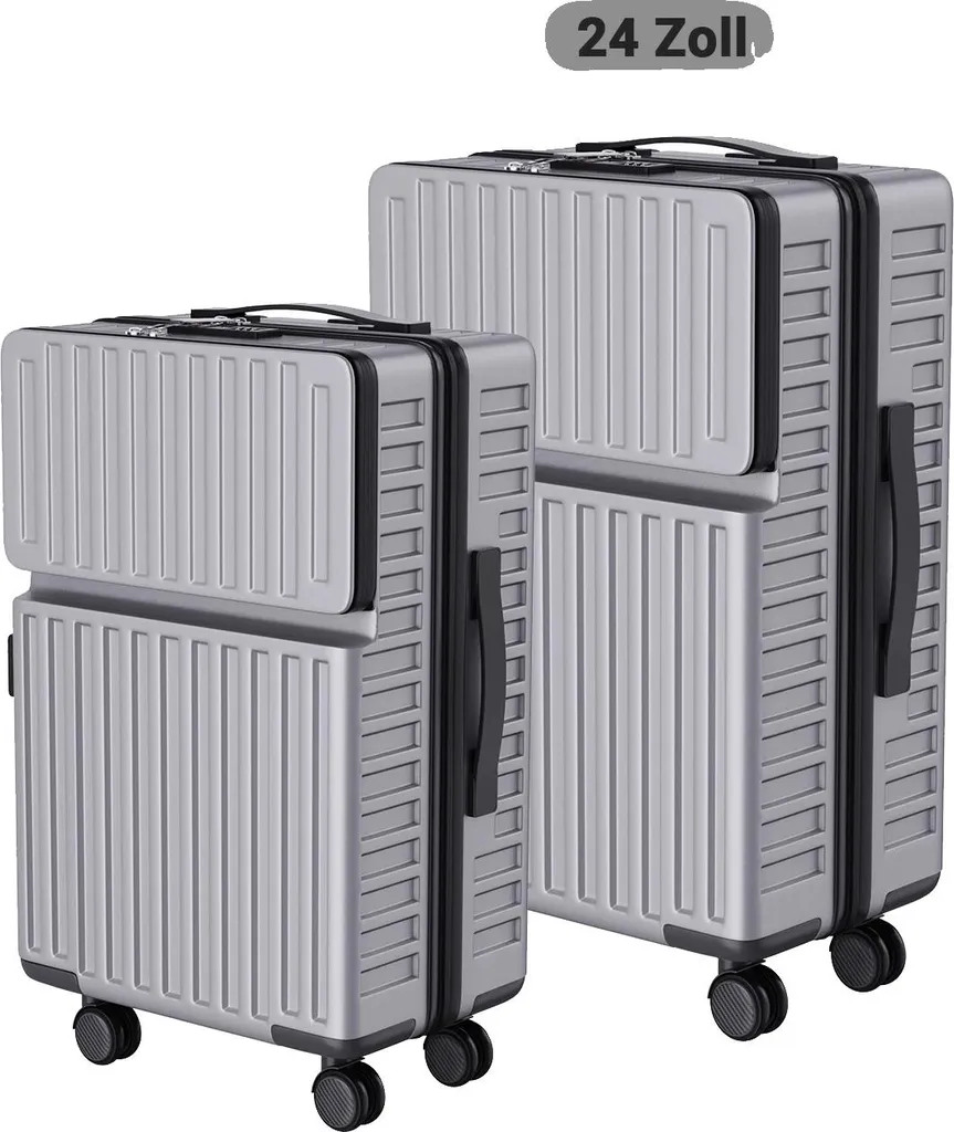 Valises rigides grises en ABS avec serrure TSA - Lot de bagages polyvalents