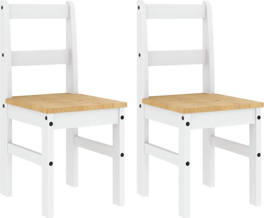 Set 2 Sedie da Cucina vidaXL Panama 40x46x90 cm Pino Massiccio Bianco