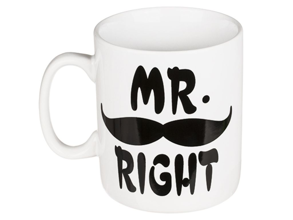 Duży ceramiczny kubek z napisem Mr. Right Zdjęcie produktu 
