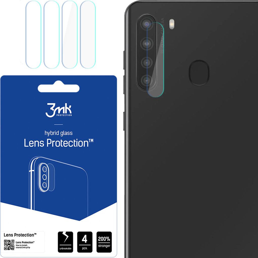 3mk Hybridglas Lens Protection für Samsung Galaxy A21 Kamera Objektiv Kameralinse 0,16mm 6H (4 Stück)