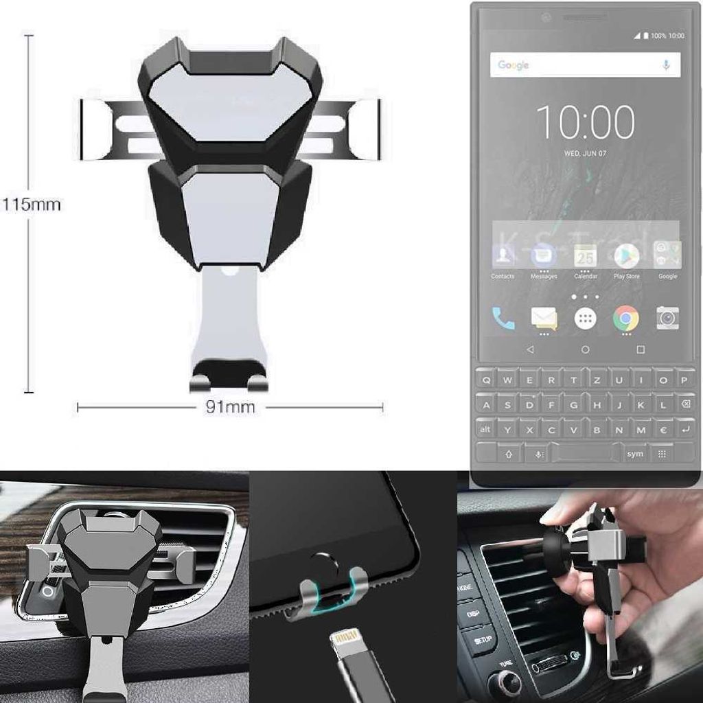 K-S-Trade Lüftungshalterung kompatibel mit Blackberry KEY2 (Dual-SIM) kompakte Handy-Halterung Lüftungsschlitz Lüftungsgitter Autohalterung KFZ
