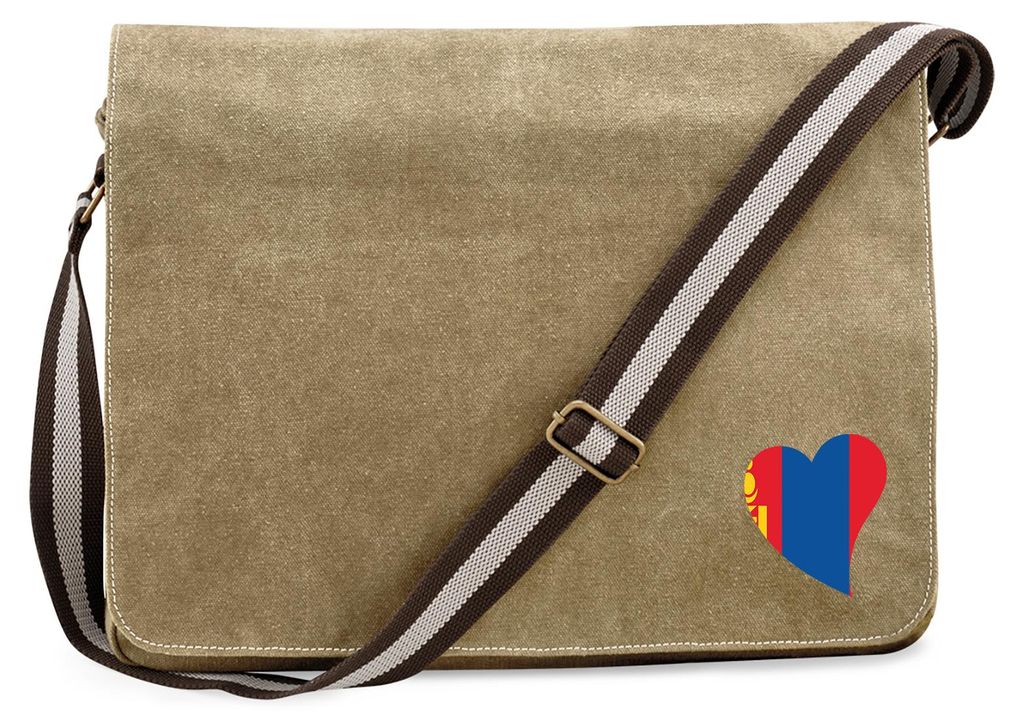 Huuraa Umhängetasche Mangolie Flagge Herz 14 Liter Sahara Canvas Laptoptasche Geschenkidee