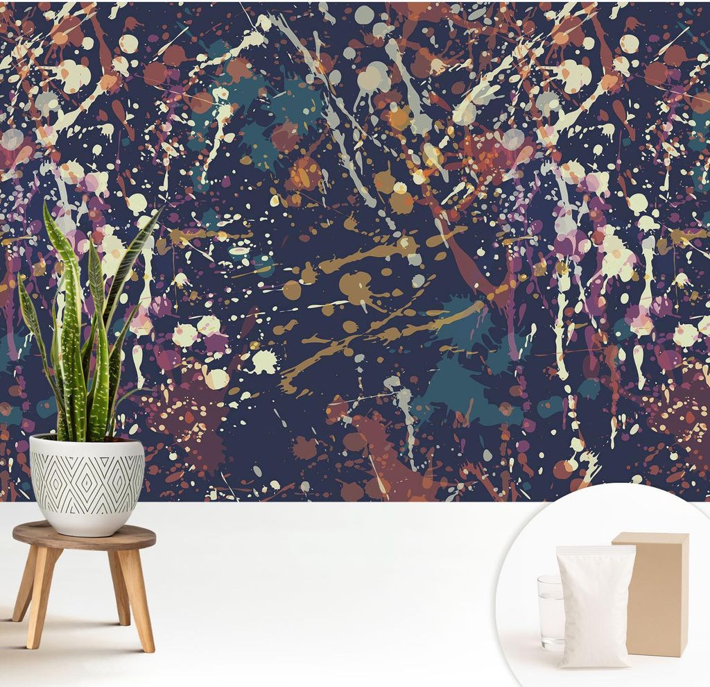 Fototapete - 208x146 cm - Tapete - Wandtapete - Wandbilder - Dekofolie - Tapete Folie - Wand - Dekoration - Wohnzimmer - Farbenfrohe Abstraktion