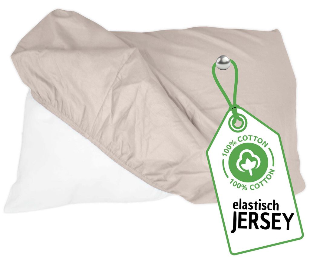 Jersey Spann Kissenbezug 30x30 cm Beige Elastisch – Nackenkissen & Gesundheitskissen Bezug aus 100% Baumwolle mit Rundumgummi - Nackenstützkisse...