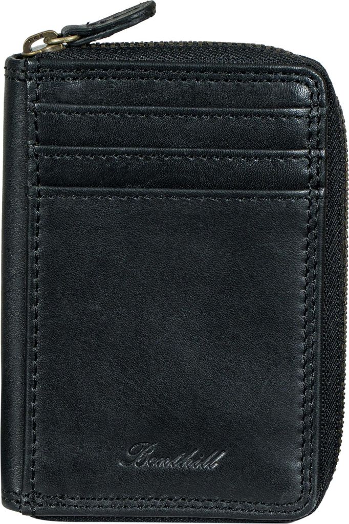 Benthill Geldbörse Klein Echt Leder | Geldbeutel mit RFID Schutz | Flaches Etui Slim Portemonnaie mit Reißverschluss & Kartenfächer