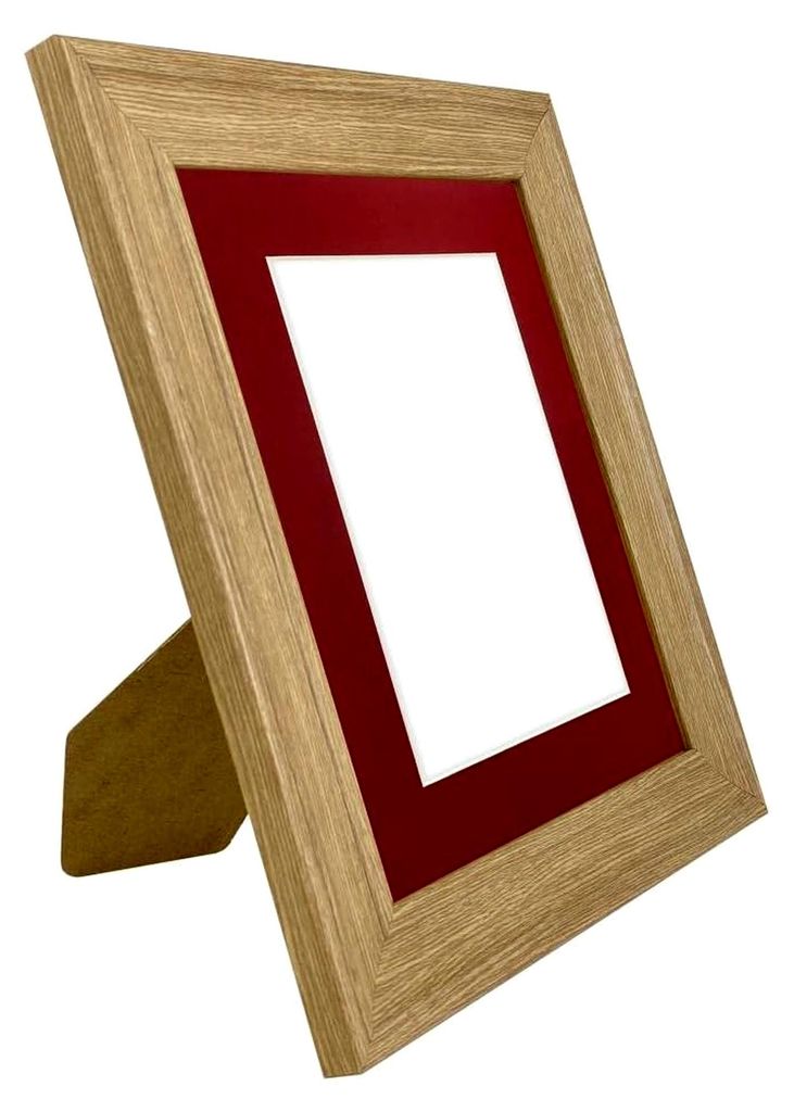 Bilderrahmen mit rotem Passepartout, 17,8 x 12,7 cm, Eiche