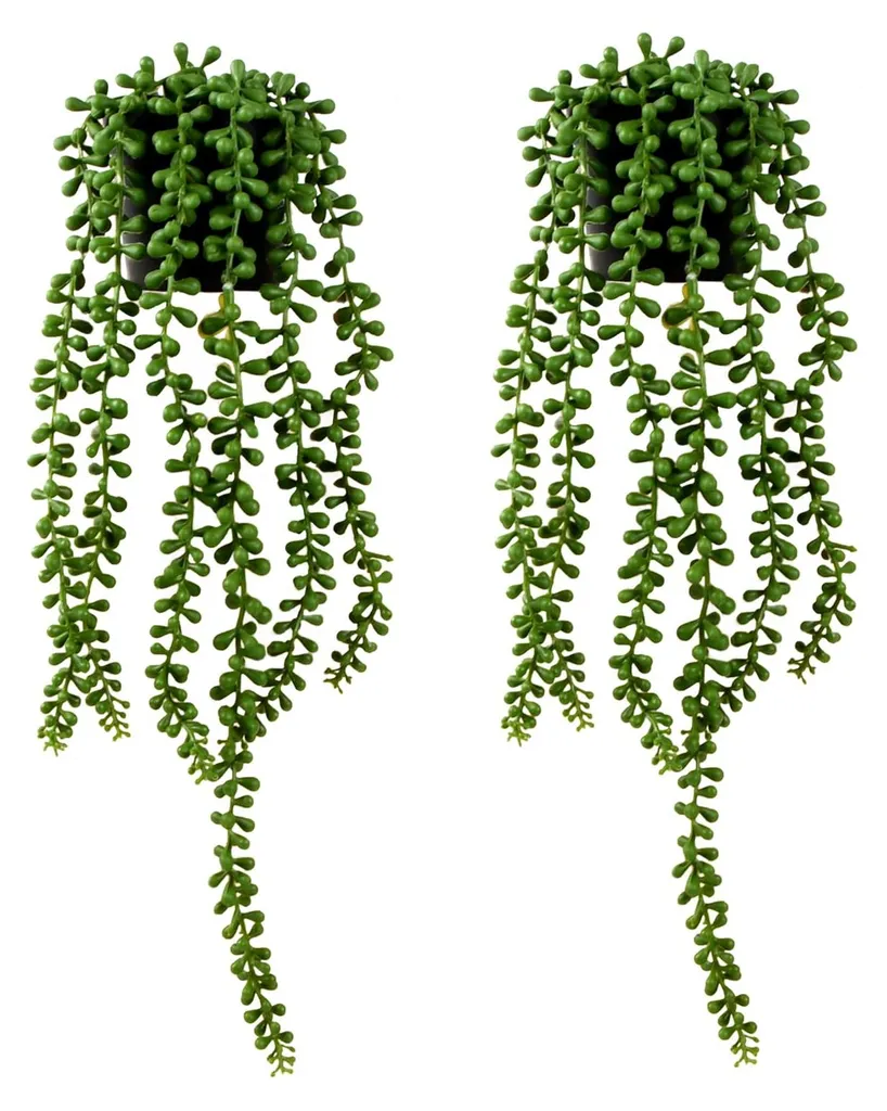 Plantes succulentes artificielles tombantes en pot lot de 2 décoratives