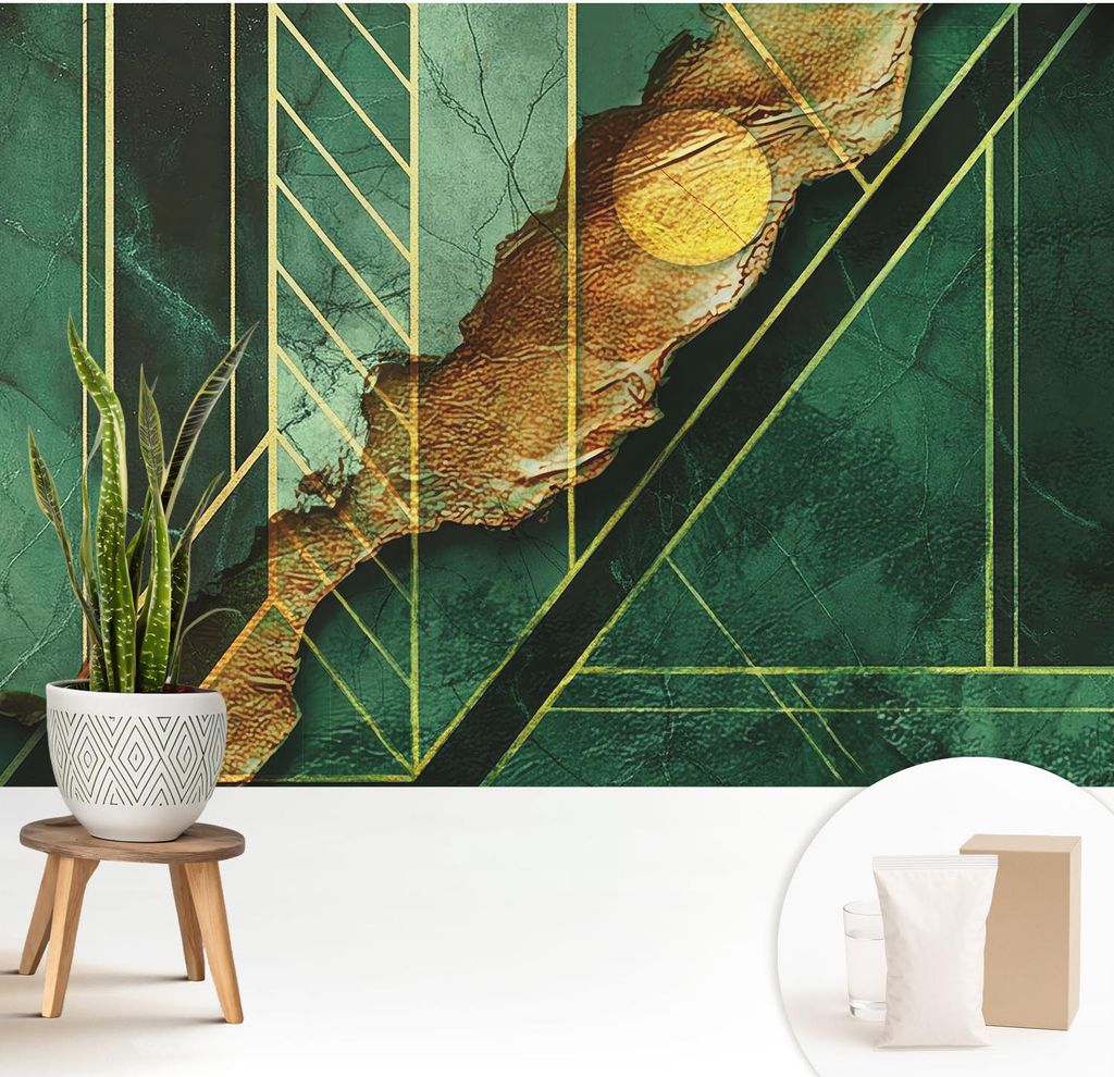 Fototapete - 208x146 cm - Tapete - Wandtapete - Wandbilder - Dekofolie - Tapete Folie - Wand - Dekoration - Wohnzimmer - Geometrische Spannung