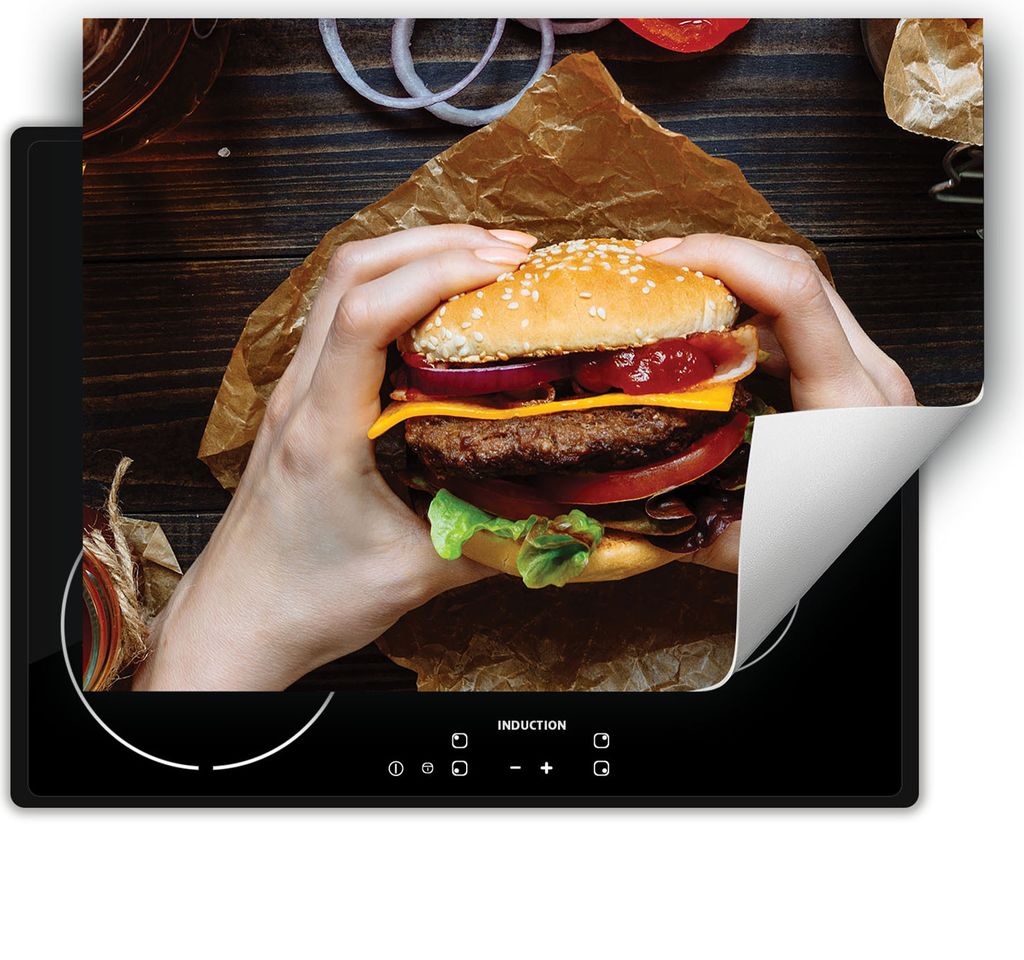 DarHaus Herdabdeckplatte 70x52 cm Anti Rutsch Matte Aufrollbar, Hamburger