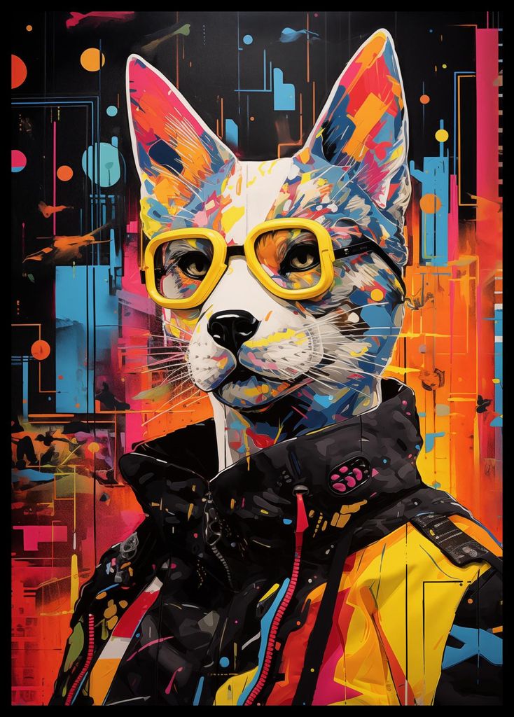 Poster 42x59,4cm Katze im Urbanen Stil
